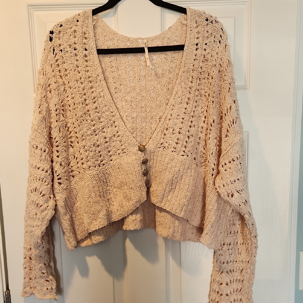 Anthropologie Cream Button-Front Cardigan